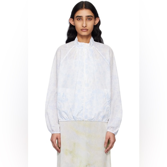 Kijun Jackets & Blazers - KIJUN
White & Blue Flower Sheer Windbreaker Jacket